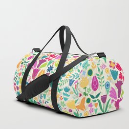 Maximal Folk Floral Pattern Light Duffle Bag