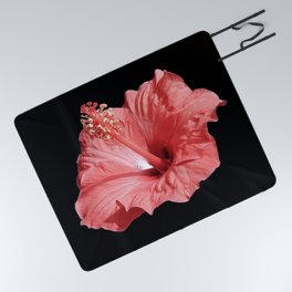 Pastel coral Hibiscus flower Picnic Blanket