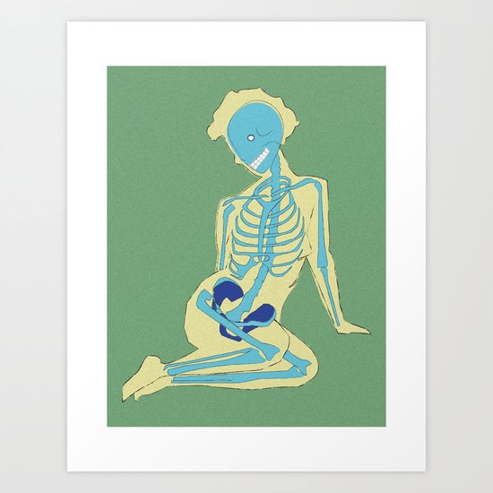 //Lady Bones// Green/ Art Print