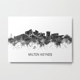 Milton Keynes England Skyline BW Metal Print