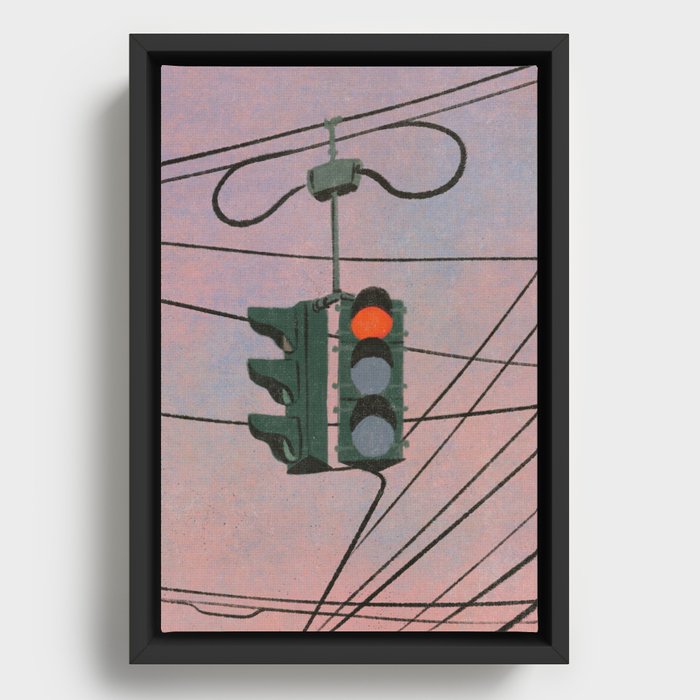 Pink Stoplight Framed Canvas