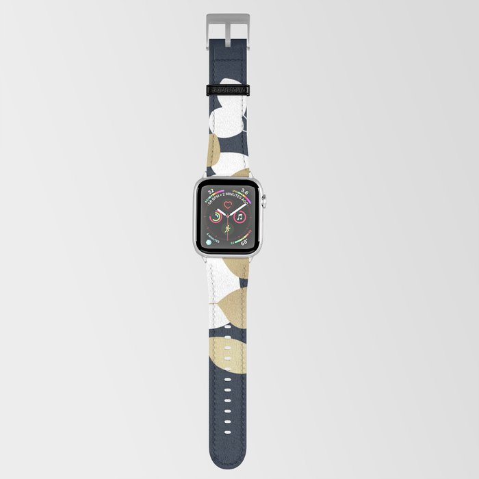 Leaf Duo, Gold and White on Navy Blue Apple Watch Band