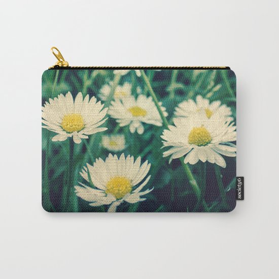 Spring Blooming White Daisies and Lady Bird Johnson Quote Carry-All Pouch