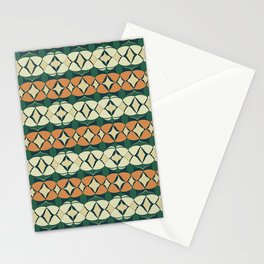 Modern abstract weave pattern – green and orange Stationery Card