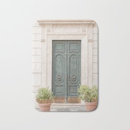 Vintage Door In Rome City Photo | Baroque Street Architecture Art Print | Italy Travel Photography Bath Mat | Door, Vintage, Europe, Travel, Facade, Entry, Digital, Building, Color, Architecture 
