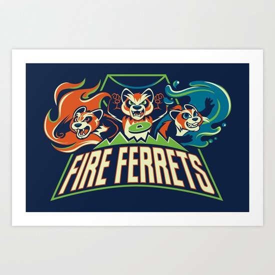 Fire Ferrets Art Print