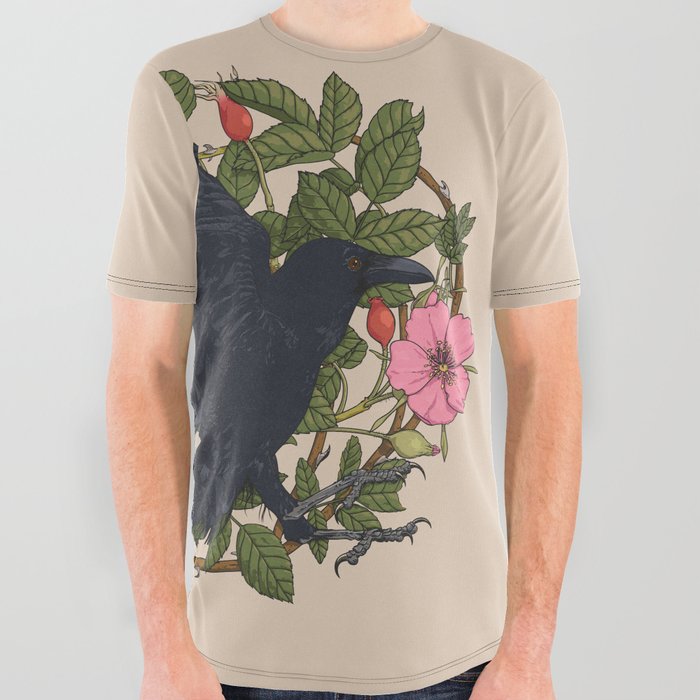 Raven and roses All Over Graphic Tee
