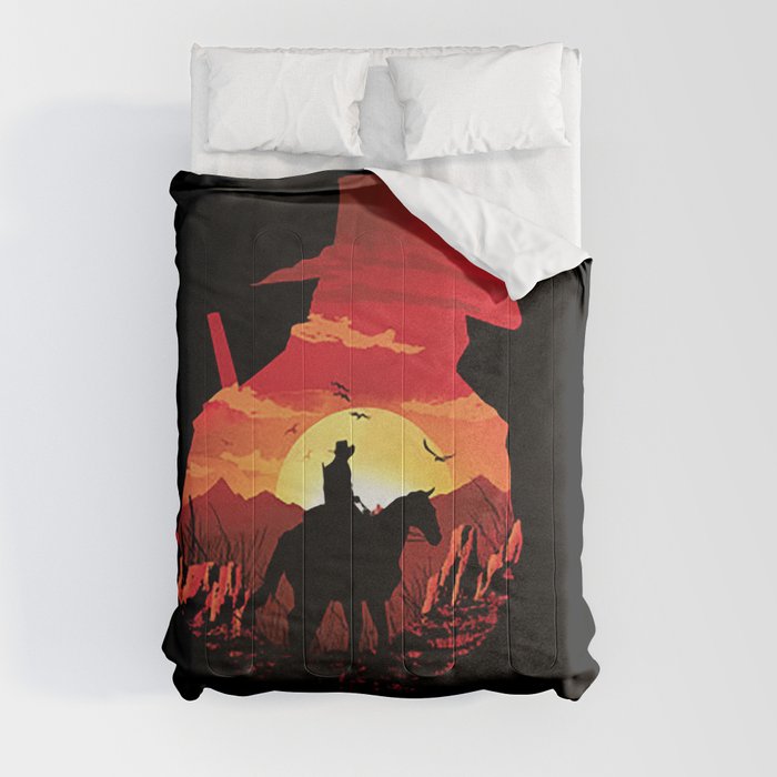 horse sunset Comforter