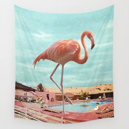 Flamingo on Holiday Wall Tapestry
