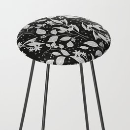 Tropical moody and dark floral pattern with dots Counter Stool