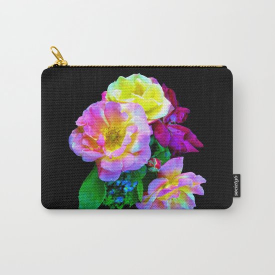 Rosa Yellow Roses on Black Carry-All Pouch