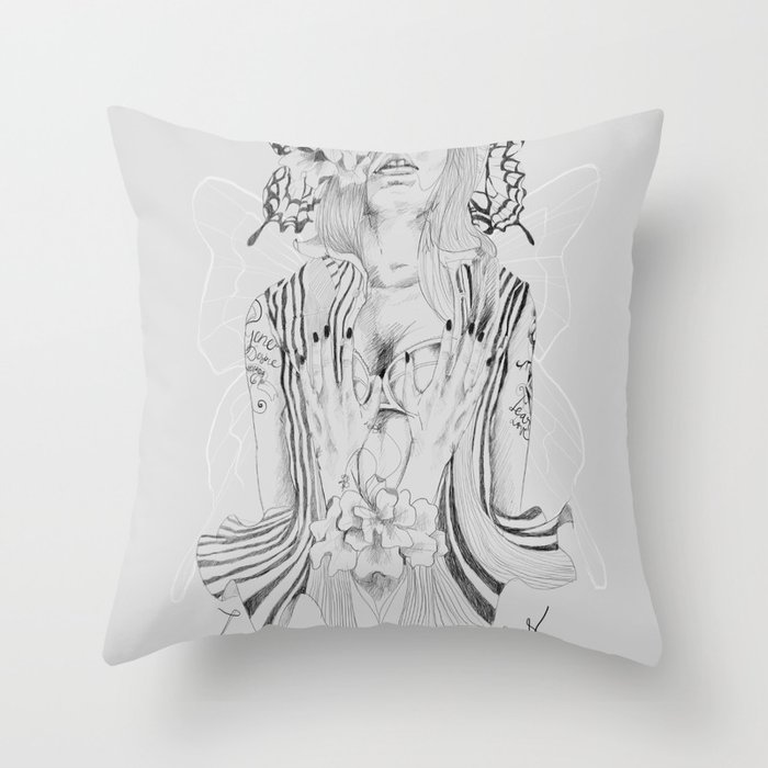 Touch Me Butterfly Throw Pillow