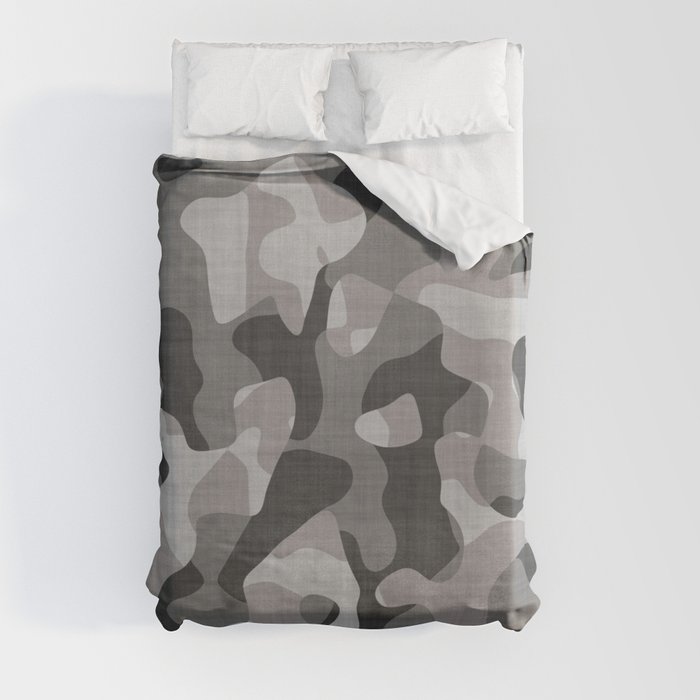 Black And White Camouflage Military Pattern Duvet Cover