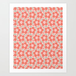 Red Blooms on Pink Art Print