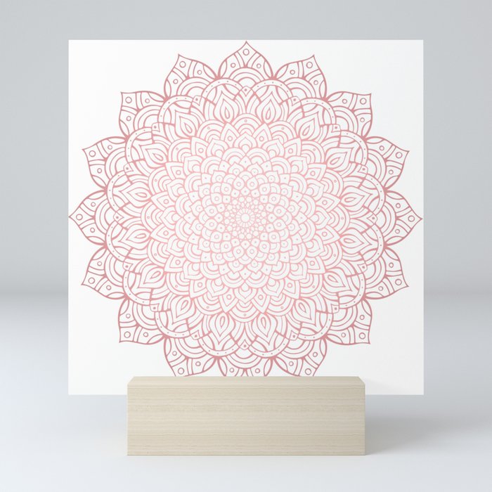 Earthy Rose Gold Blush - Unfolding Mandala Mini Art Print