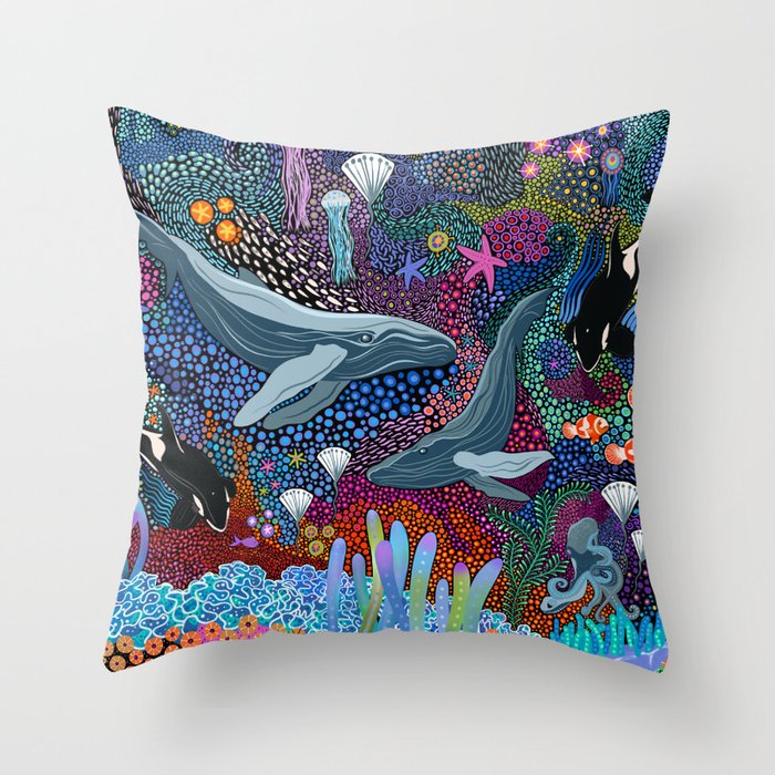 Whale Ocean Life Throw Pillow