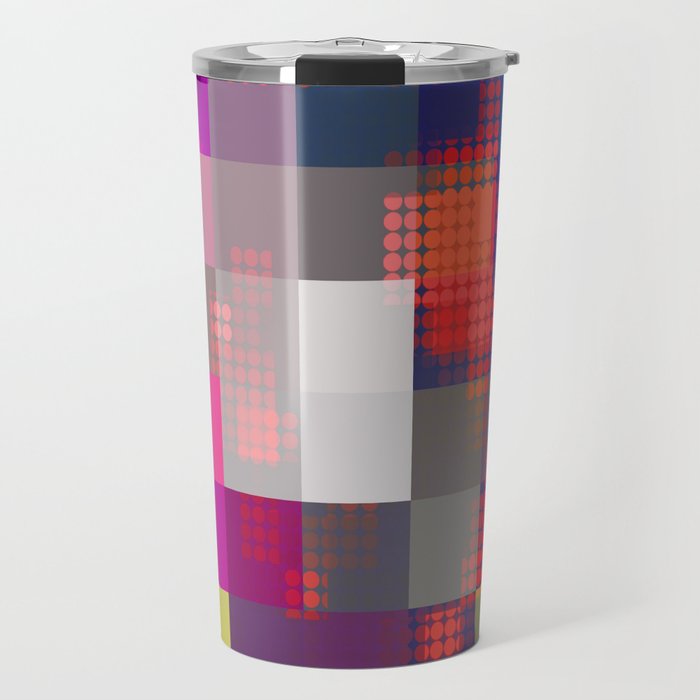 geometric pixel square pattern abstract background in red blue pink Travel Mug