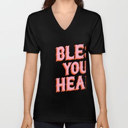 Southern Snark: Bless your heart (bright pink and orange) V Neck T Shirt