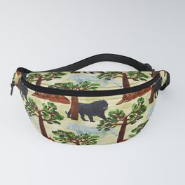 digital pattern with white, black and brown lions Fanny Pack