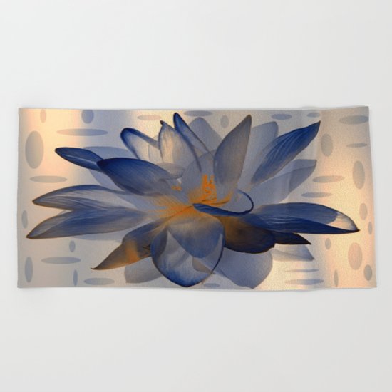 Midnight Blue Polka Dot Floral Abstract Beach Towel