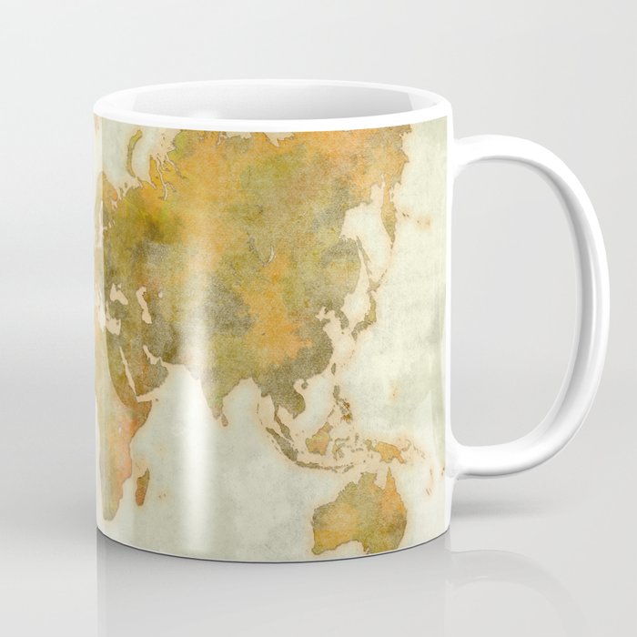  World Map Yellow Vintage Coffee Mug