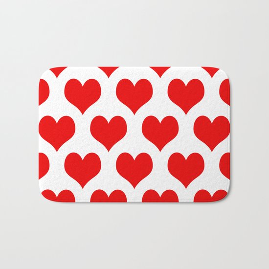 Holidaze Love Hearts Red Bath Mat