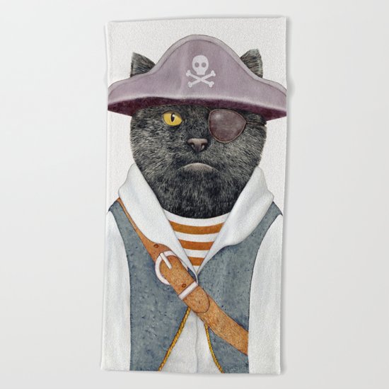 Pirate Cat Beach Towel