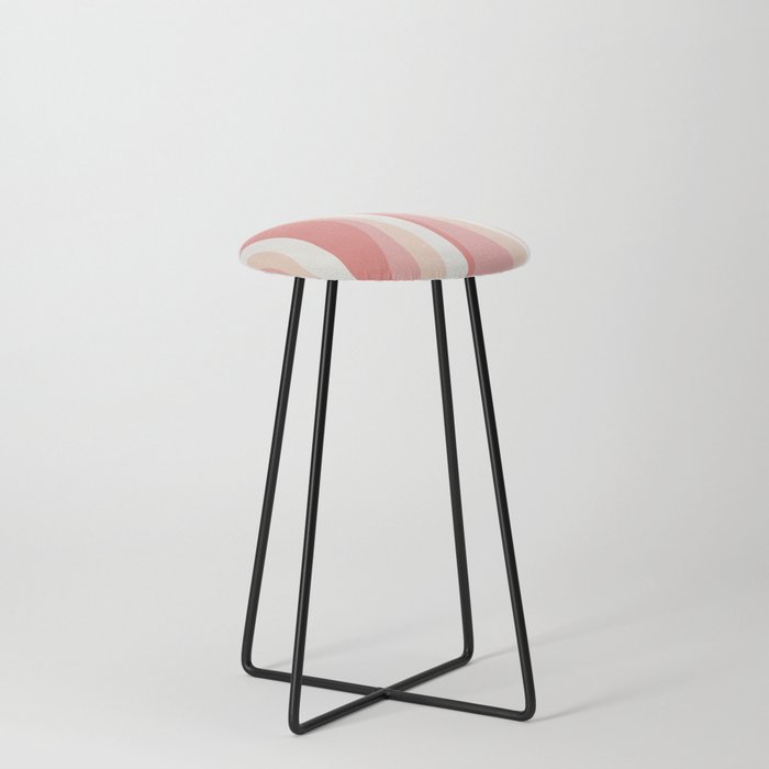 Retro Groovy Lines Abstract Pattern in Pink and Blush Counter Stool