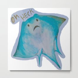 Oh Heck Metal Print | Mantarays, Ray, Fish, Sea, Painting, Cute, Sealife, Mantaray, Watercolor, Stingrays 