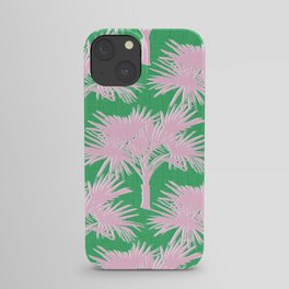 Retro Palm Trees Pastel Pink and Kelly Green iPhone Case