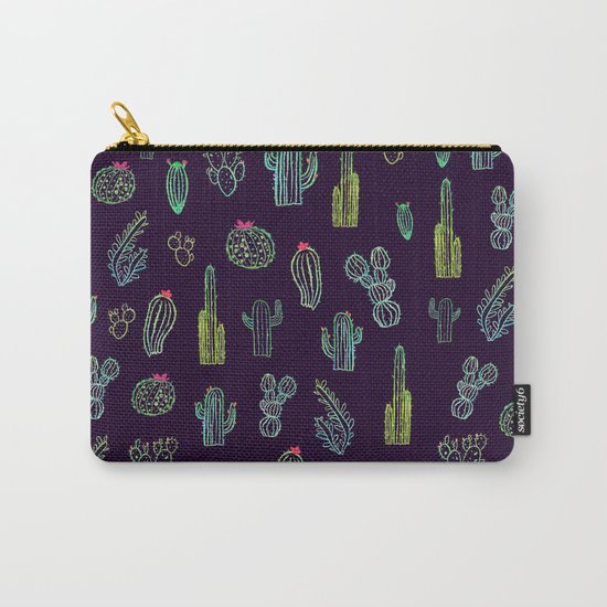 Dark Watercolour Cactus Carry-All Pouch