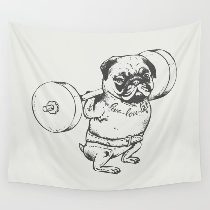 Society6 ケース Pug Workout by Huebucket Today Workout with the pug Art Print by Huebucket | Society6