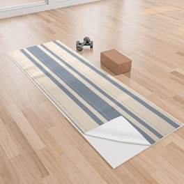 [ Thumbnail: Light Slate Gray and Beige Colored Pattern of Stripes Yoga Towel ]