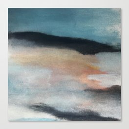 Dawn: a minimal abstract acrylic piece in pink, blues, yellow, and white Canvas Print