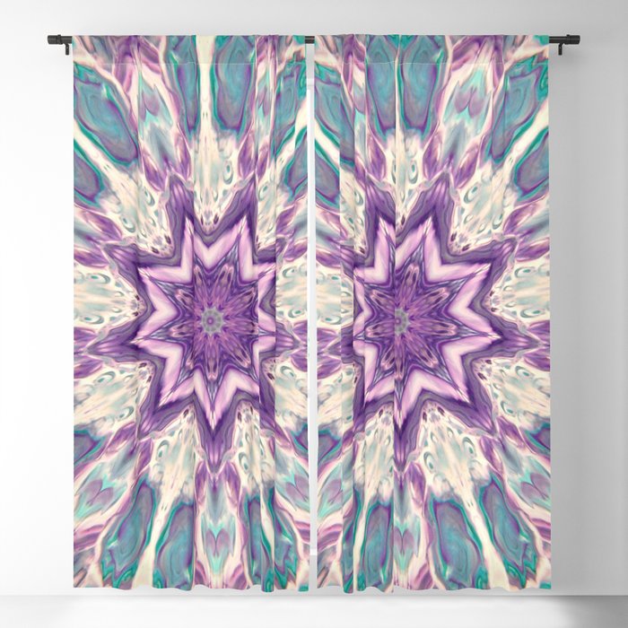 Peacock Star Mandala Style Design Fluid Nature Blackout Curtain
