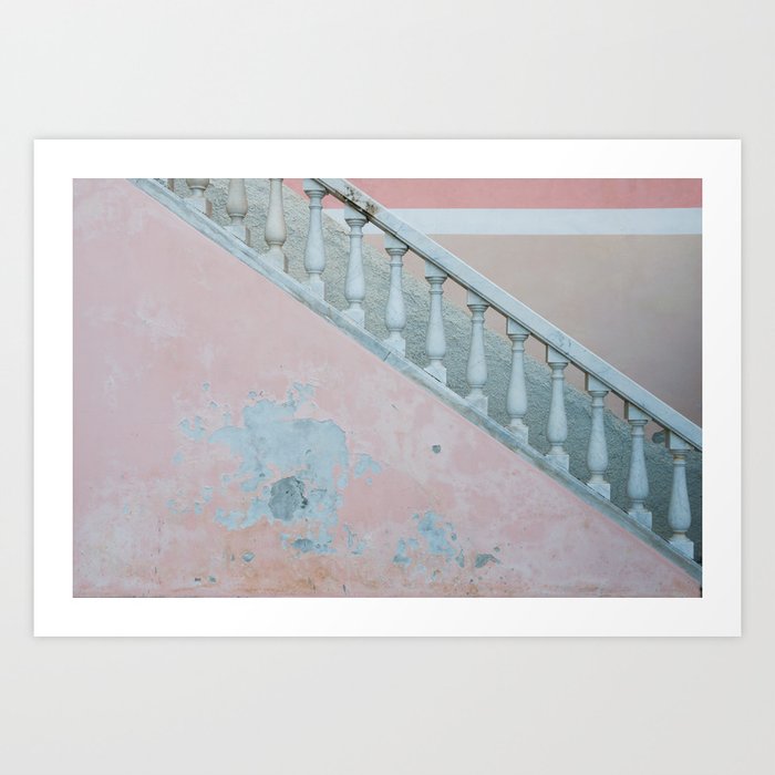 Pink wall of Capri, Italy | Abstract photography of a wall on the island | Travel photography fine art print Art Print