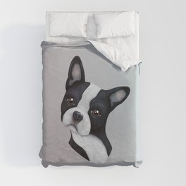 Boston Terrier Duvet Cover | Animal, Digital, Bulldog, Mascot, Puppy, Terrier, Boston, Dog, Portrait, French 