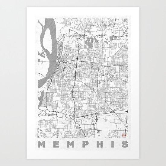 Memphis Map Line Art Print