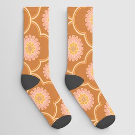 Ethnic Ogee Floral Pattern Caramel Socks