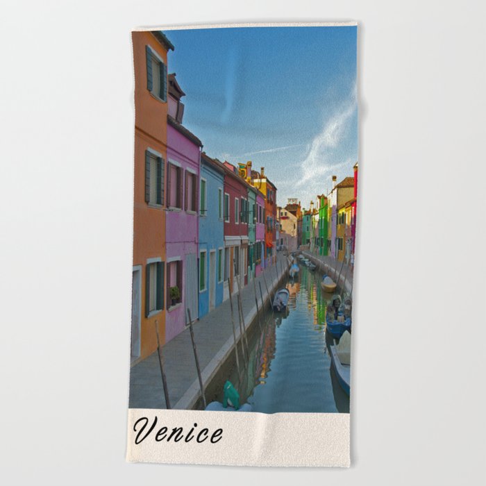 Case Colorate Burano ,Venice,Italy Beach Towel