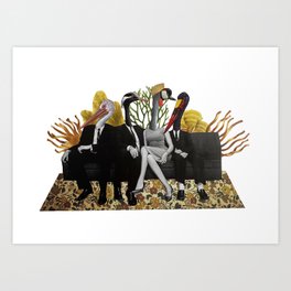 The Waiting Team · Collage Art Art Print