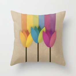 Tulip Rainbow Throw Pillow