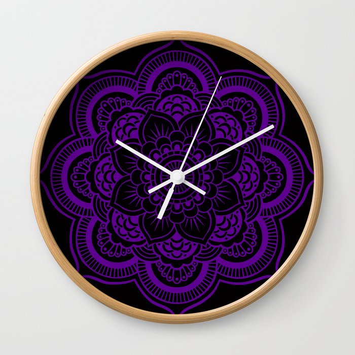 Deep Purple Mandala Wall Clock