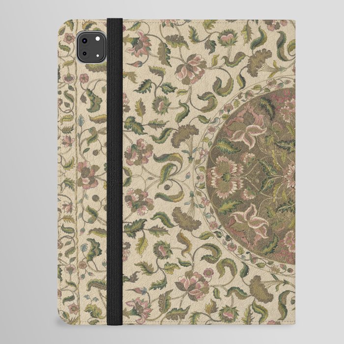 Antique Floral Embroidered Silk Bedspread iPad Folio Case