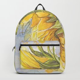 Helianthus annuus: Sunflower Abstraction Backpack | Paint, Watercolor, Botanical, Gardening, Goldenrod, Botany, Spatter, Garden, Ink, Nature 