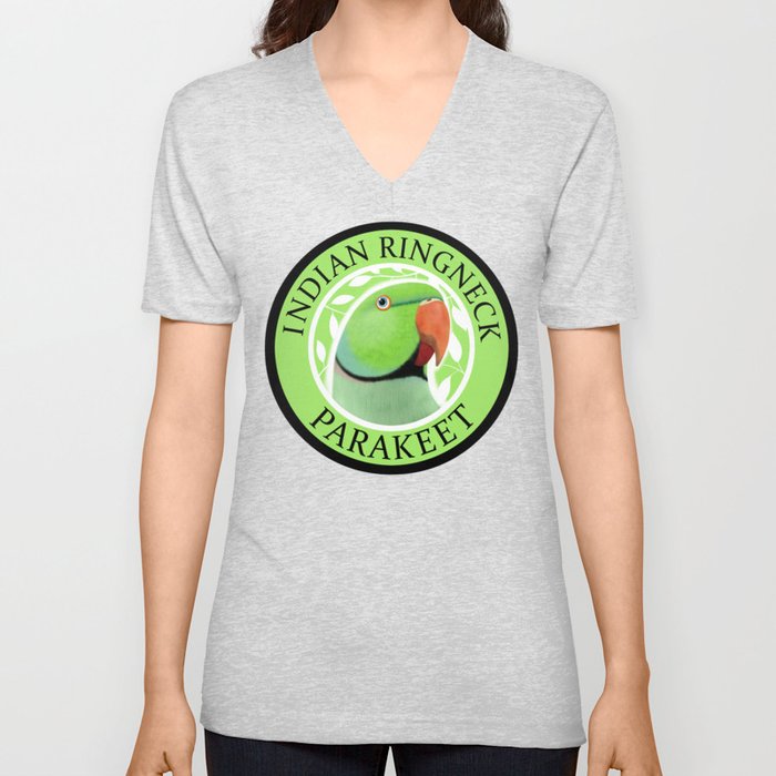 Indian Ringneck Parakeet (Green) V Neck T Shirt