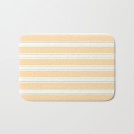 [ Thumbnail: Tan and Mint Cream Colored Lined Pattern Bath Mat ]