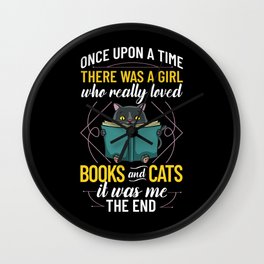 Cat Read Book Reader Reading Librarian Wall Clock