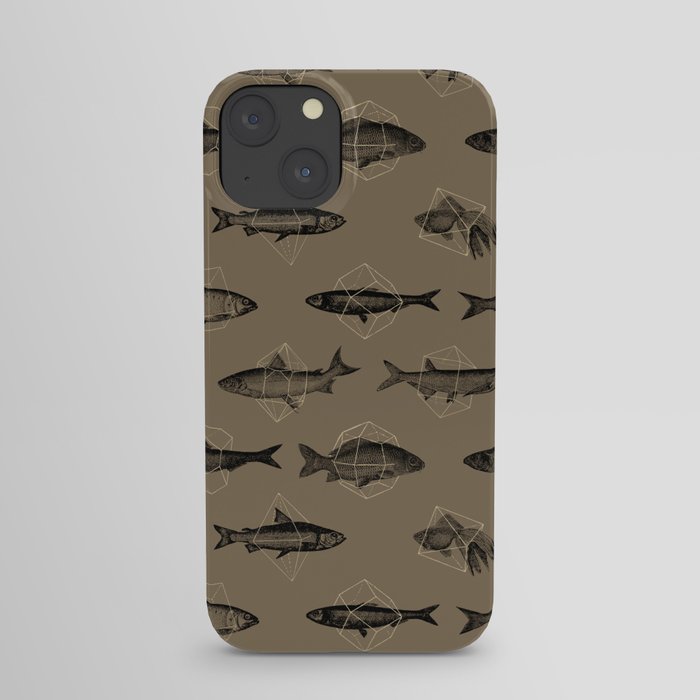 Fishes In Geometrics (Dark Sand) iPhone Case