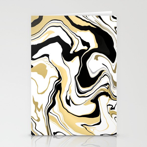 Black, white and gold marble swirl pattern Stationery Cards